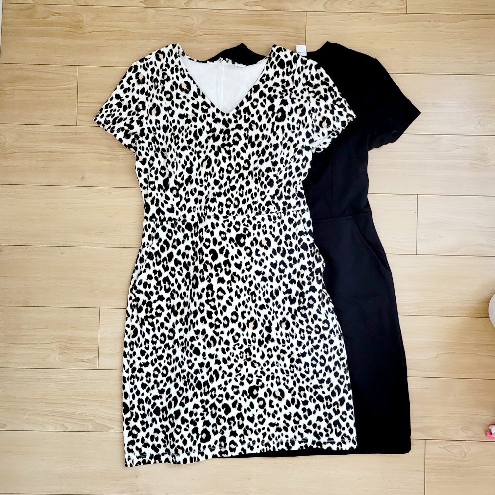2-Pack Small Petite Old Navy V-Neck Sheath Midi Dress Ponte Knit